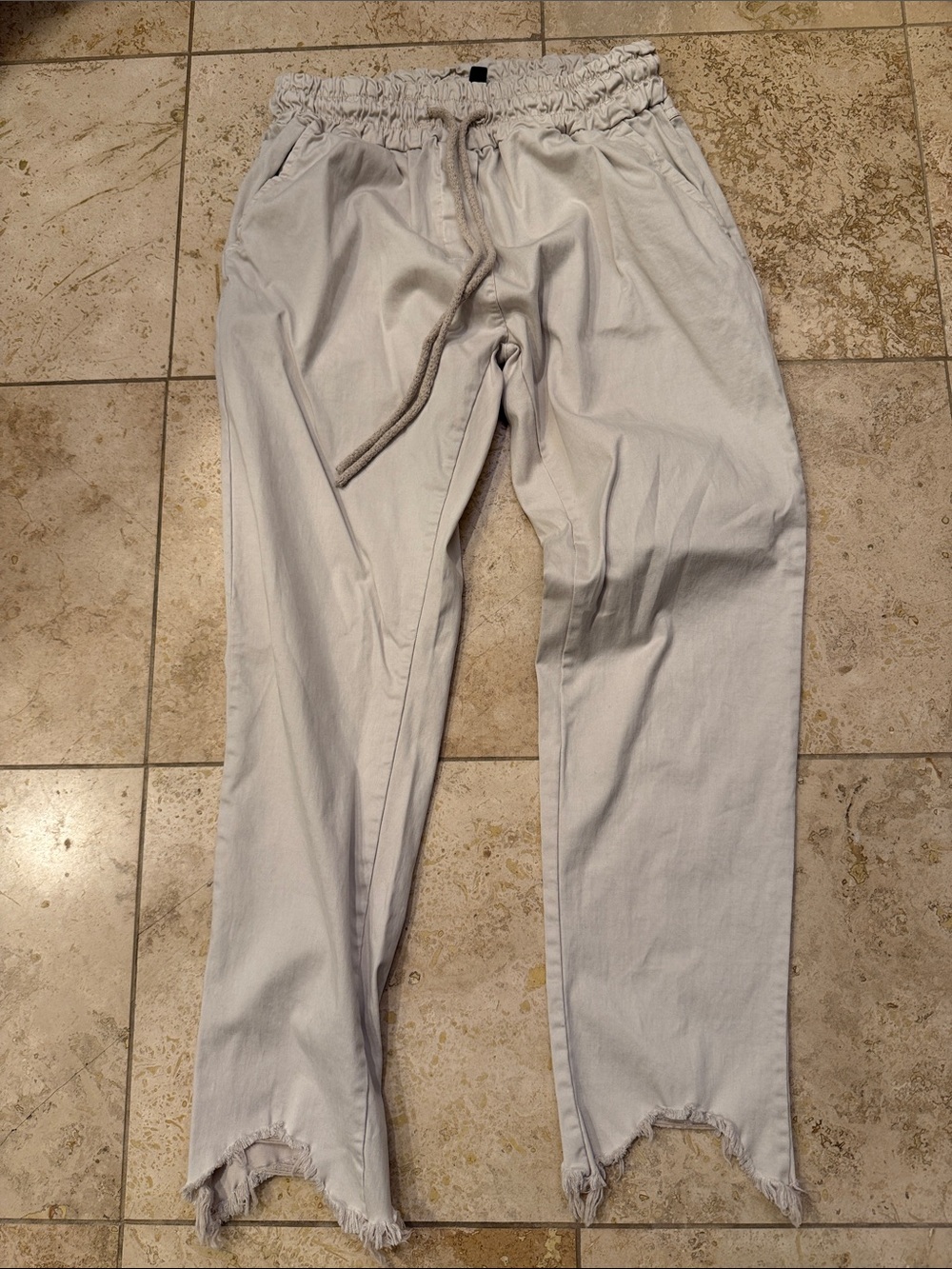 Men's Drawstring Casual Chinos in Light Gray